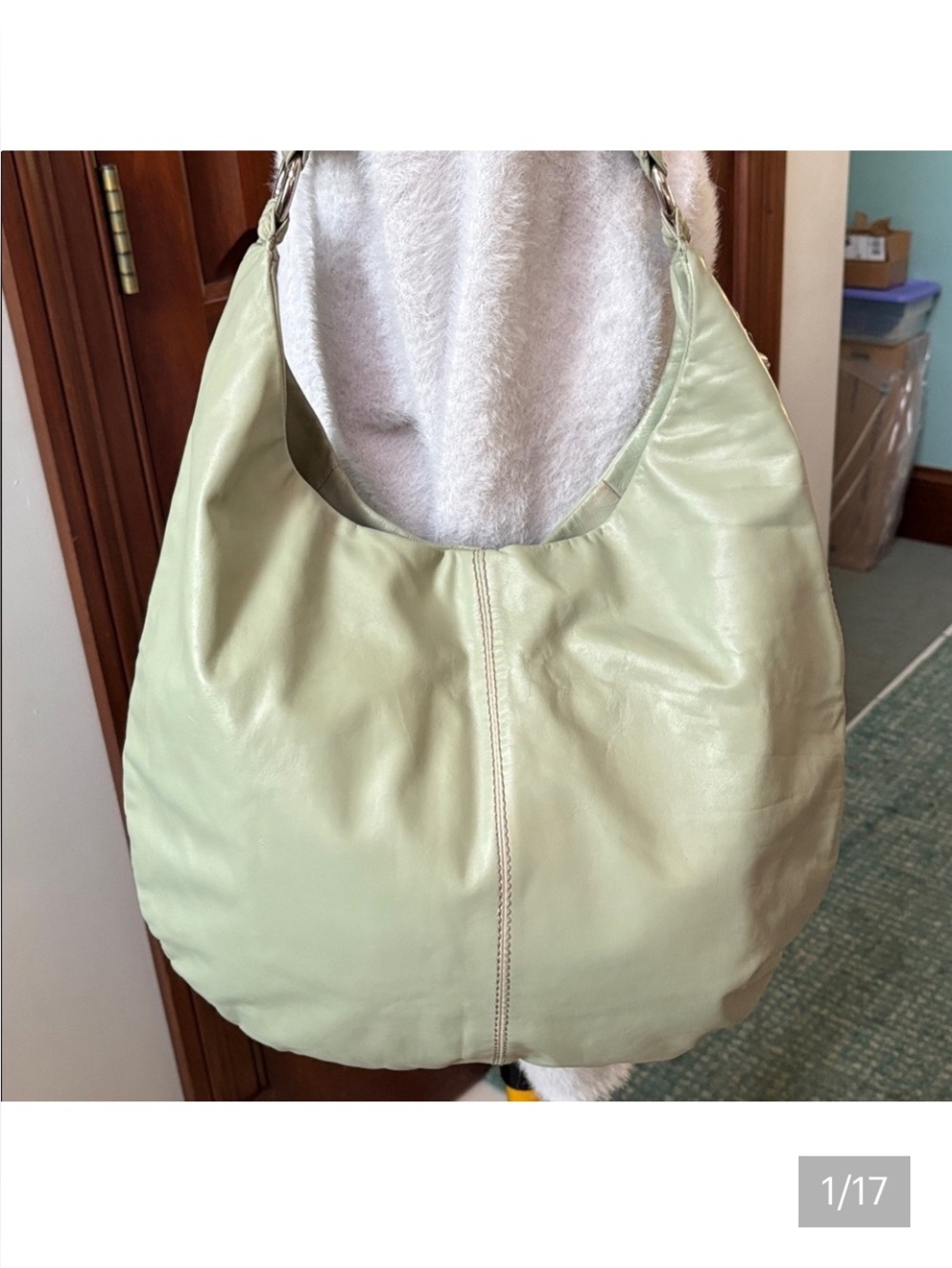 Hobo  HOBO bag  shoulder bag  smooth icy sage color Leather  single handle strap